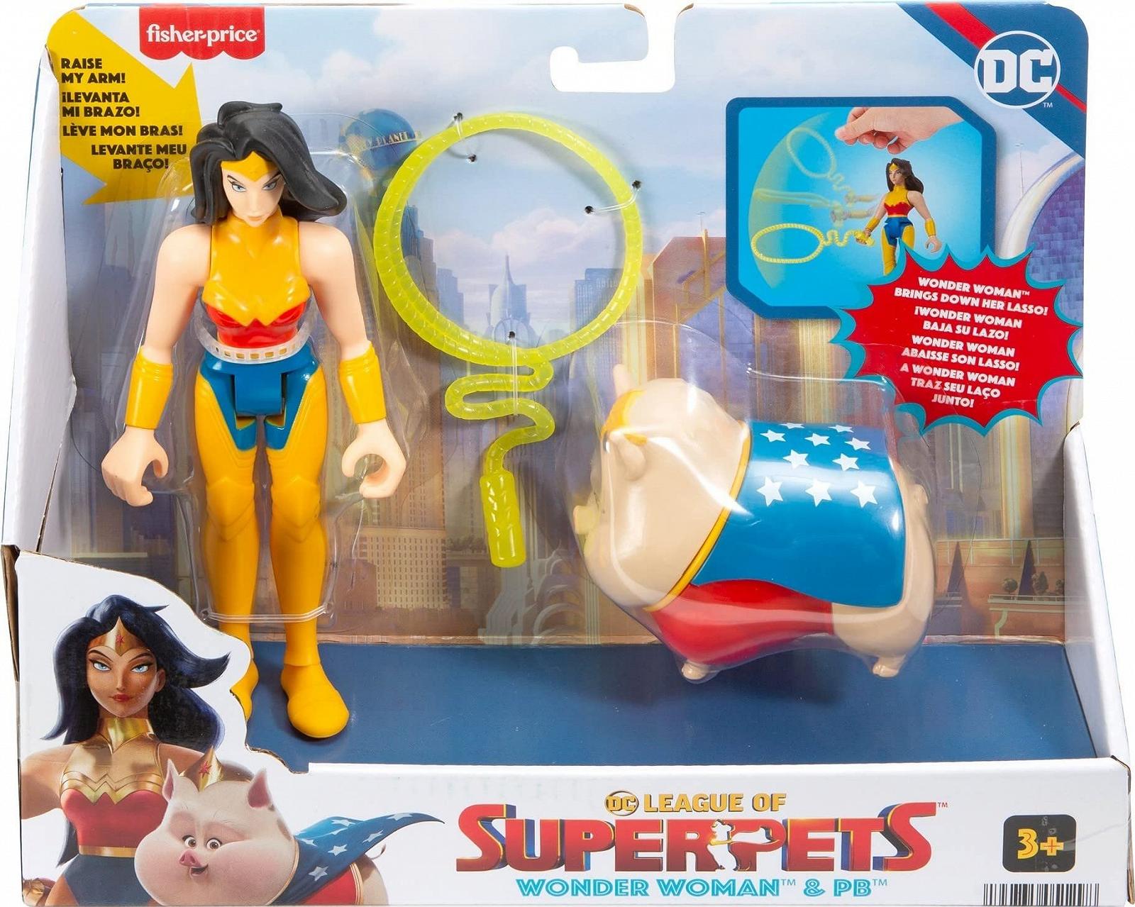 Фигурки Fisher-Price DC Super Pets Чудо-женщина и PB, набор из 2 подвижных фигурок и аксессуаров, фото №6