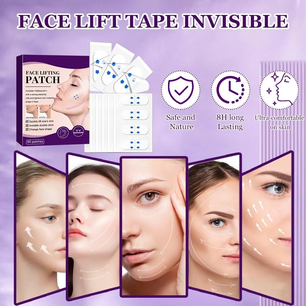 Наклейка для підтяжки обличчя HASAIKA Прозора, 60 штук, фото №4 Наклейка для підтяжки обличчя HASAIKA Прозора, 60 штук, фото №4