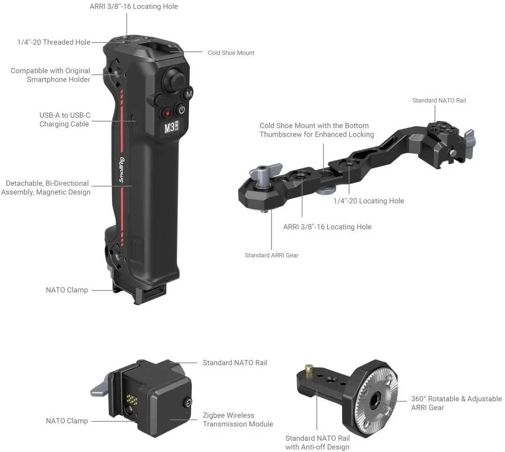 Бездротова ручка керування SMALLRIG для серії DJI RS Чорний, фото №8