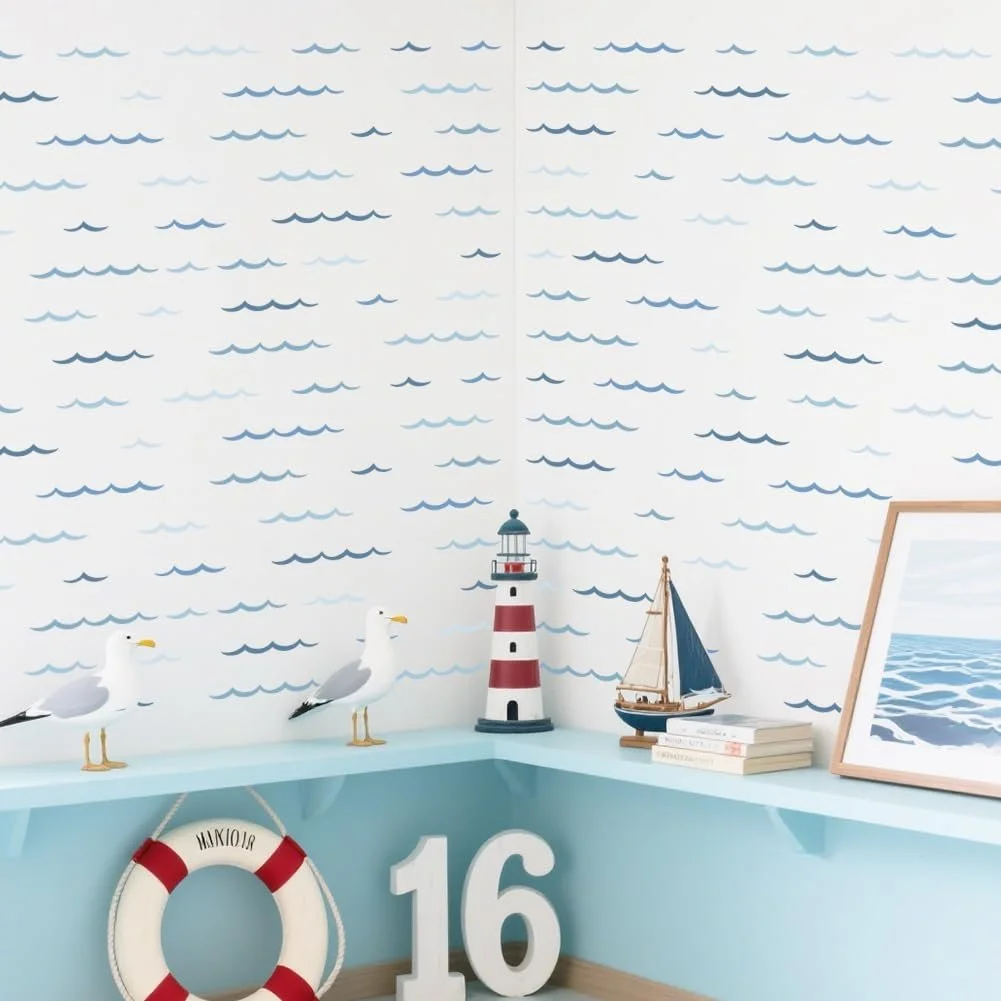 Наклейки на стіну SUPERDANT Blue Ocean Waves 4 листи 118 x 116 см, фото №1 Наклейки на стіну SUPERDANT Blue Ocean Waves 4 листи 118 x 116 см, фото №1