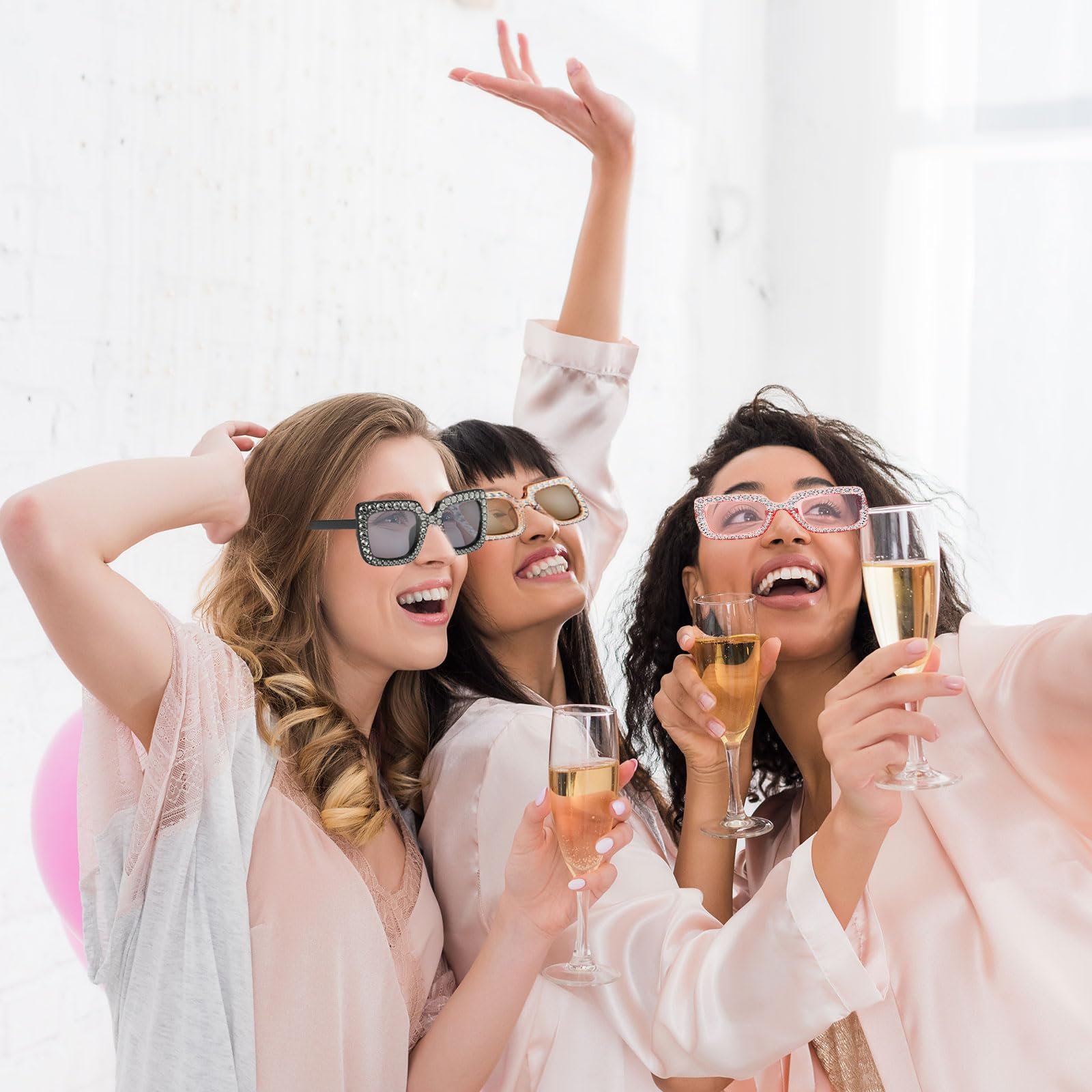 Сонцезахисні окуляри TSHAOUN квадратні з стразами, великі, Unisex, фото №4