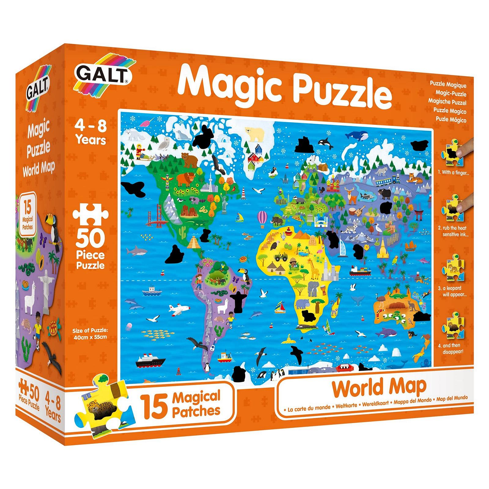 Пазл Galt Magic Puzzle World Map 50 деталей 4-8 лет, фото №1 Пазл Galt Magic Puzzle World Map 50 деталей 4-8 лет, фото №1