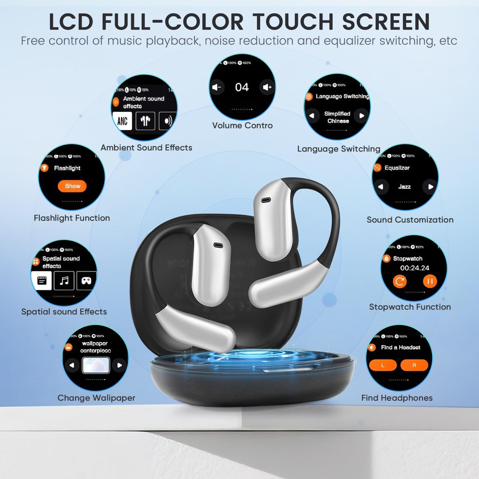 Навушники-перекладачі зі сенсорним LCD-екраном 3-в-1, голосу з підтримкою 150 мов, фото №5 Навушники-перекладачі зі сенсорним LCD-екраном 3-в-1, голосу з підтримкою 150 мов, фото №5