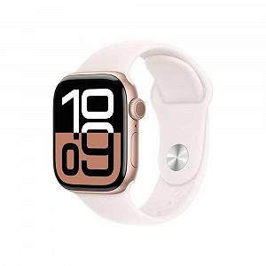 Смарт-часы Apple Series 10 (GPS + Cellular 42 мм) Розовое золото, алюминиевый корпус, бледно-розовый спортивный ремешок (M/L) - Фото 1