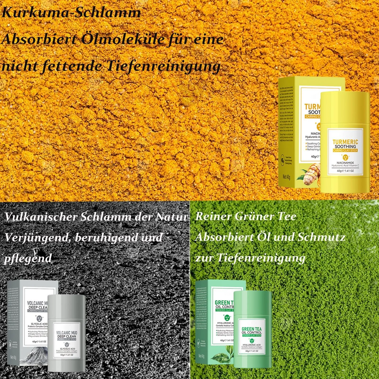 Маска Глиняна Soleneva Набір 3 шт. Зелений чай, Куркума, Грязь, фото №4 Маска Глиняна Soleneva Набір 3 шт. Зелений чай, Куркума, Грязь, фото №4