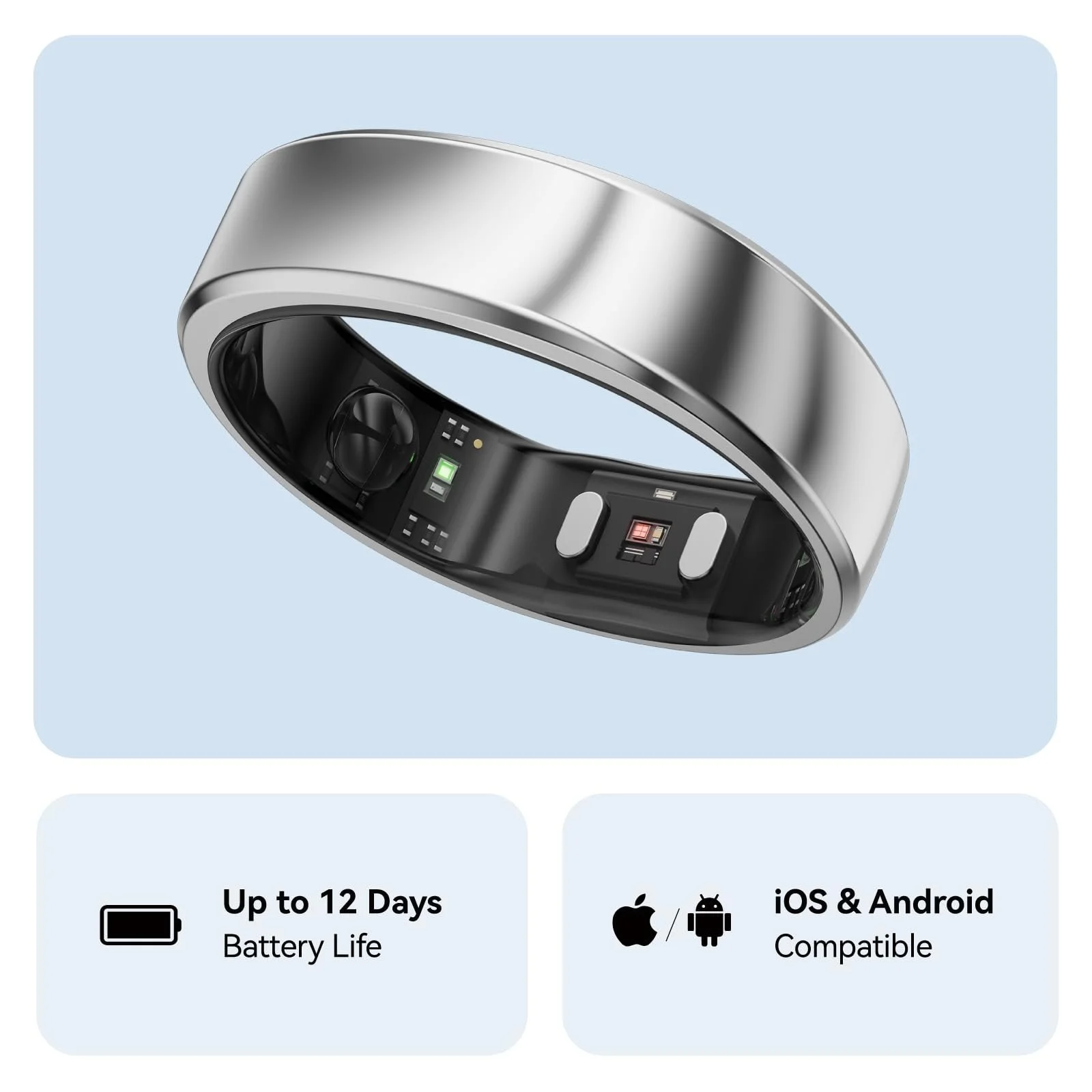 Умное кольцо RingConn Gen 2, мониторинг апноэ сна, 12 дней работы аккумулятора, отслеживание стресса/сердечного ритма/женского здоровья, совместимо с Android и iOS, фото №6