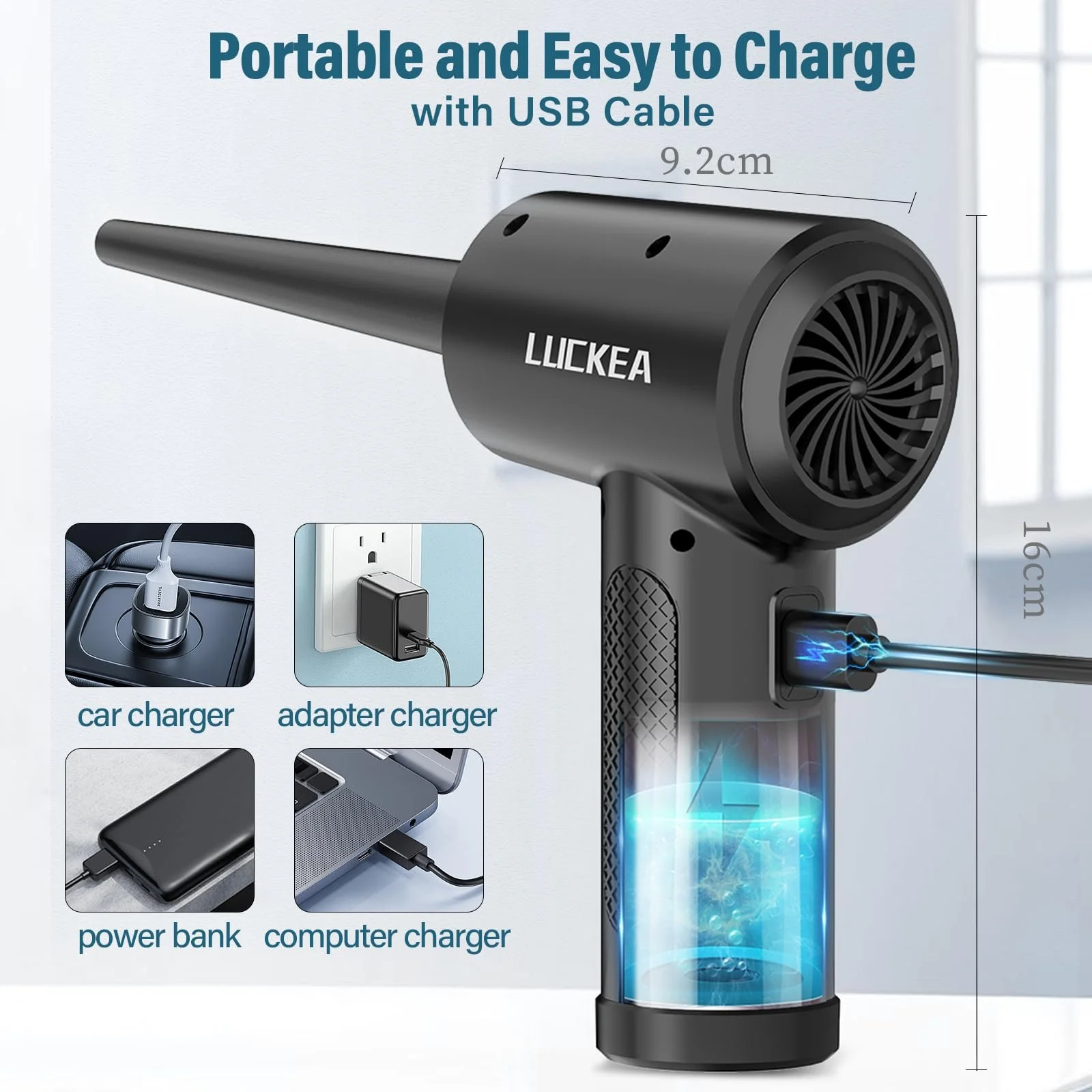 Электрический очиститель воздуха 3-скоростной 6000 mAh с насадками и щетками, фото №7 Электрический очиститель воздуха 3-скоростной 6000 mAh с насадками и щетками, фото №7