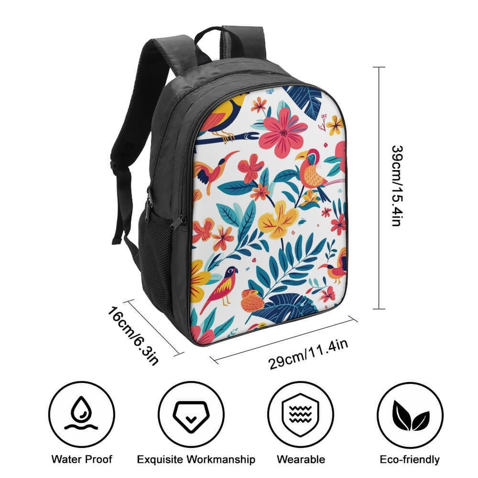 Ранец FPAKAKIIE Flowers для школы для мальчиков и девочек подростков, водонепроницаемый, для женщин и мужчин, для ноутбука, рюкзак 40x28x16см, фото №2