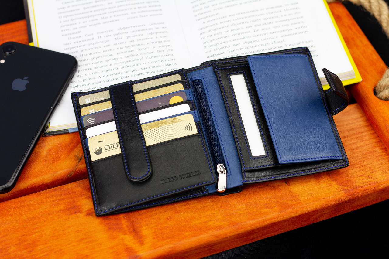 Черный мужской кошелек с фиксацией из натуральной кожи Marco Coverna MC-1005 A 1221, фото №9