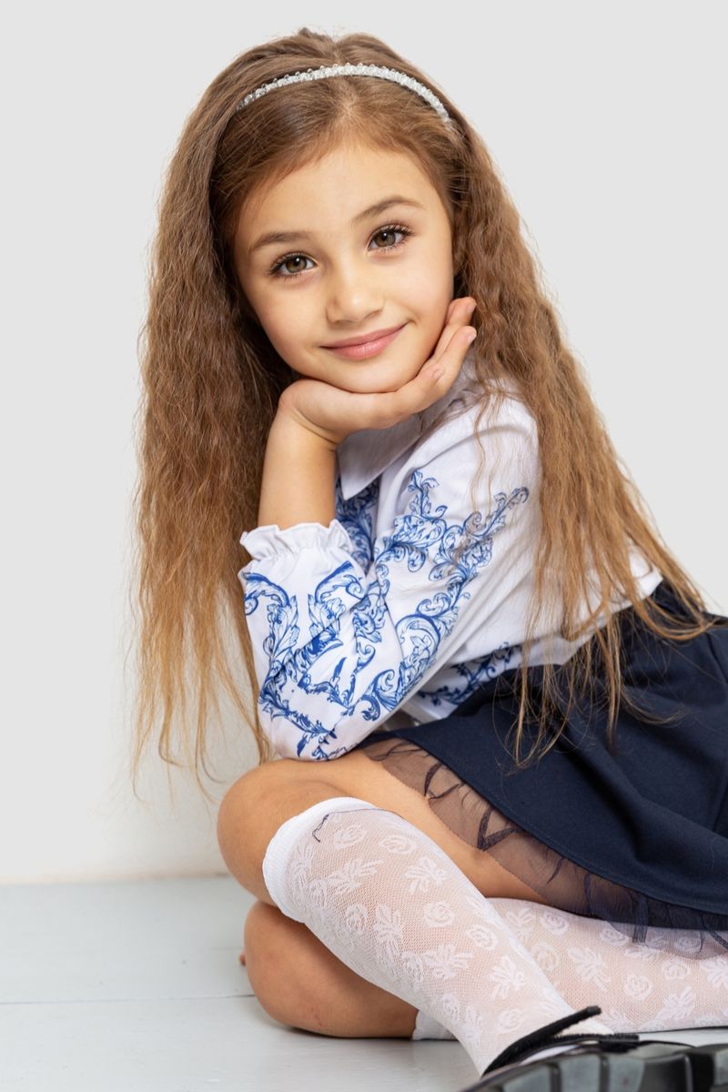Блуза для дівчаток нарядова колір біло-синій 172R026-1, фото №3