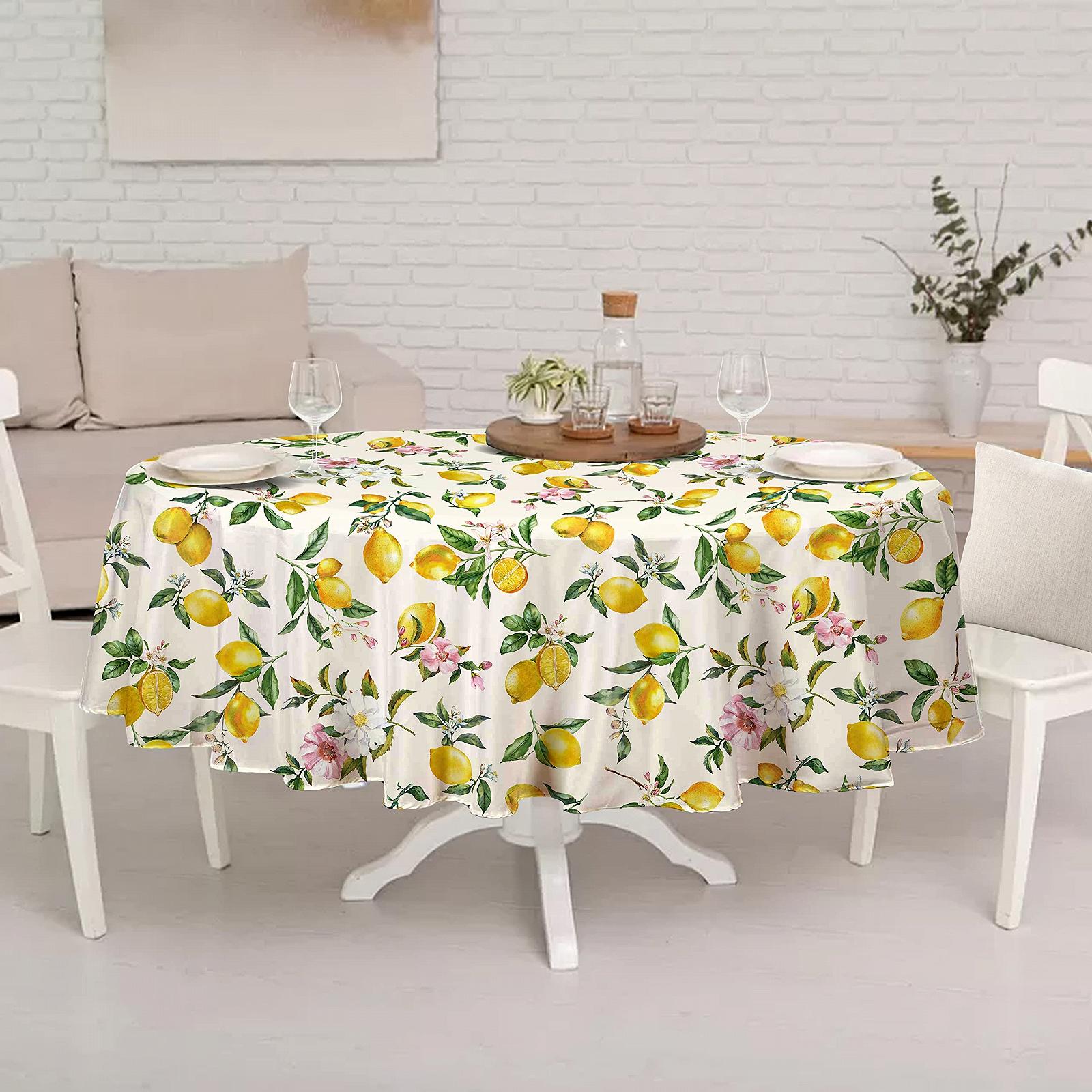 Скатертина овальна Yighty Lemon Pattern 60 x 84 дюйми водонепроникна жовта, фото №6