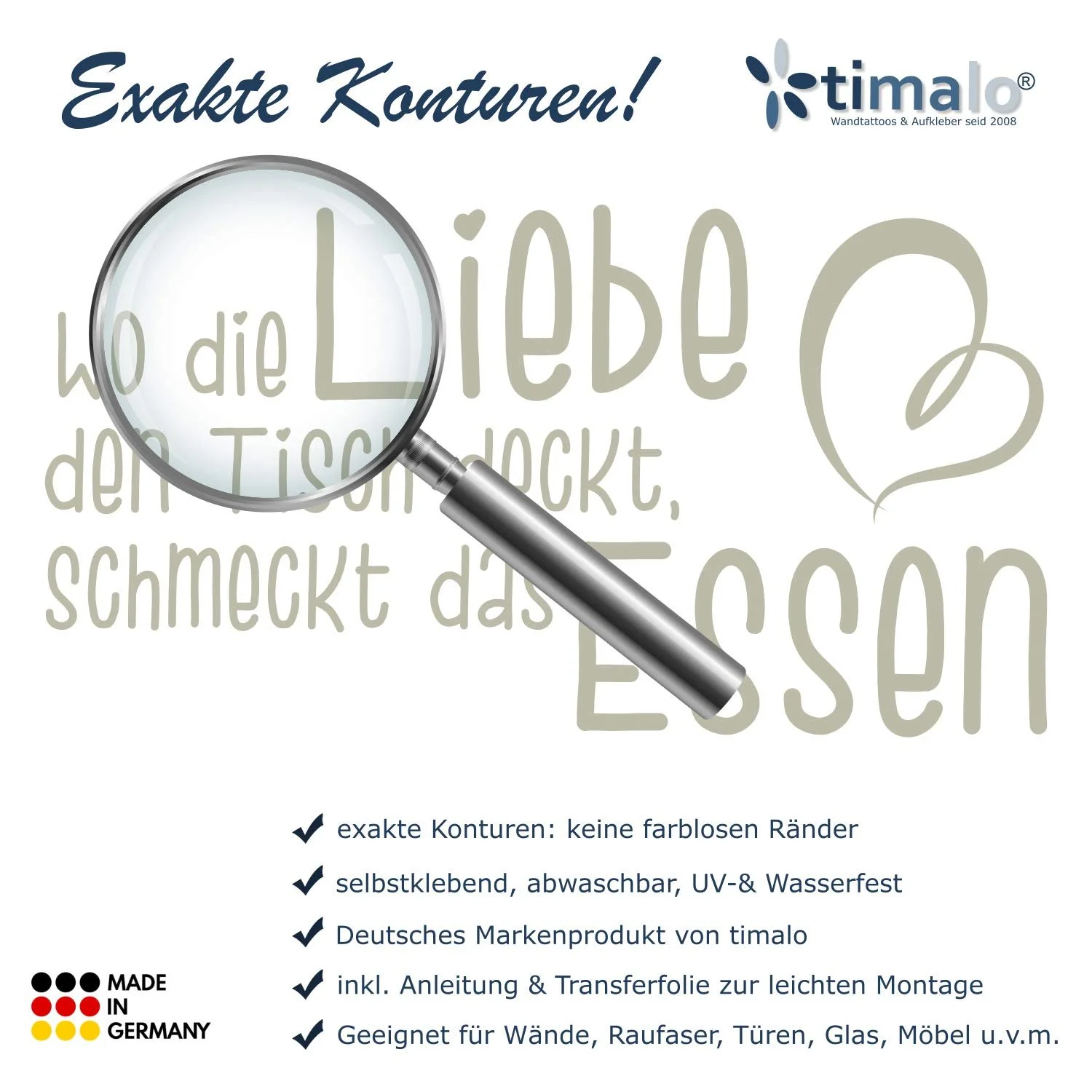 Наклейка на стіну timalo® 11009-Burgunder-M-110x71 см Essen – Wo die Liebe den Tisch deckt Бордова, фото №4