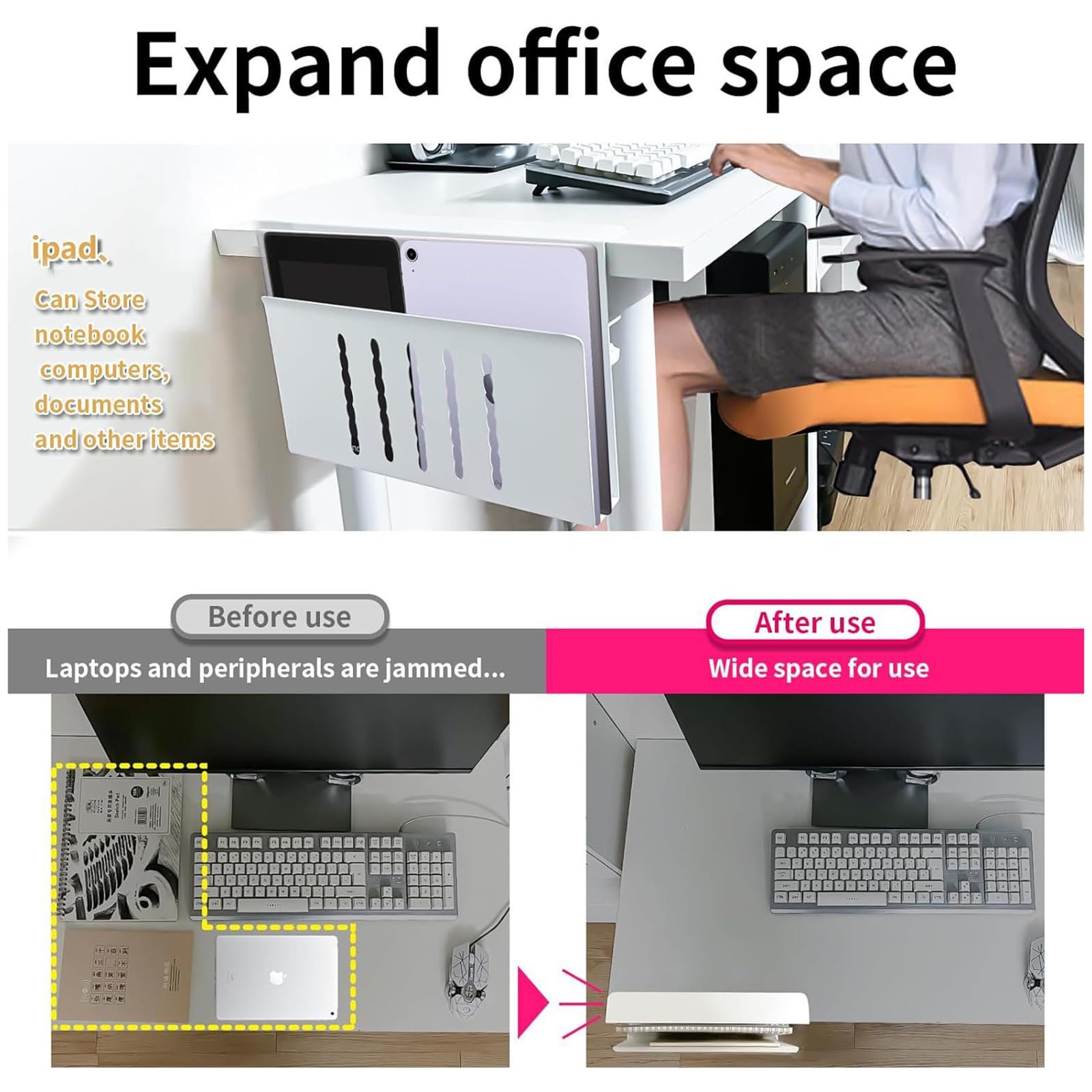 Подставка для ноутбука алюминиевая, эргономичная настольная боковая подставка для ноутбука, подставка для компьютера с рассеиванием тепла для офиса и дома, без сверления, фото №4