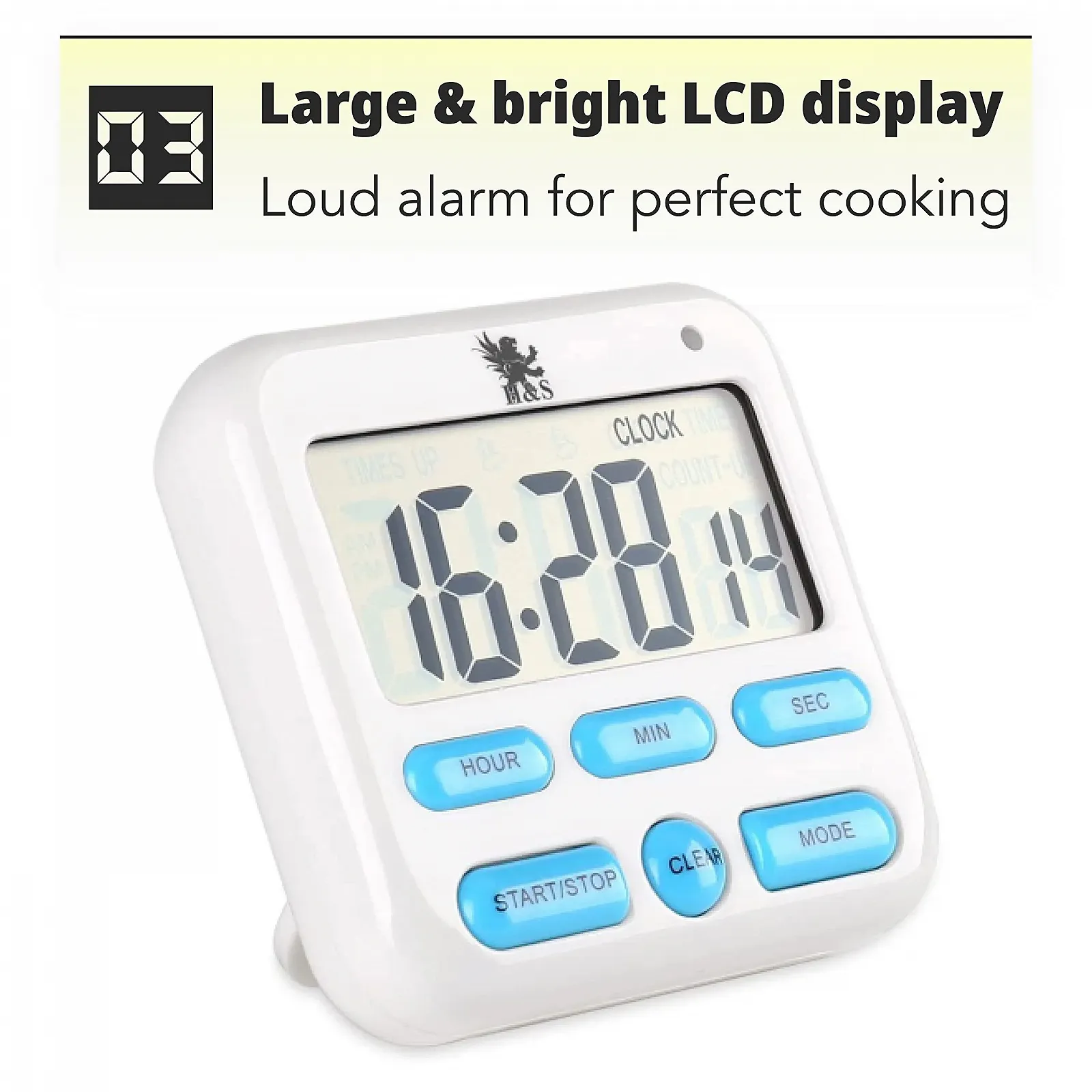 Кухонный таймер H&S с большим LCD дисплеем магнитный цифровой на батарейках, фото №5