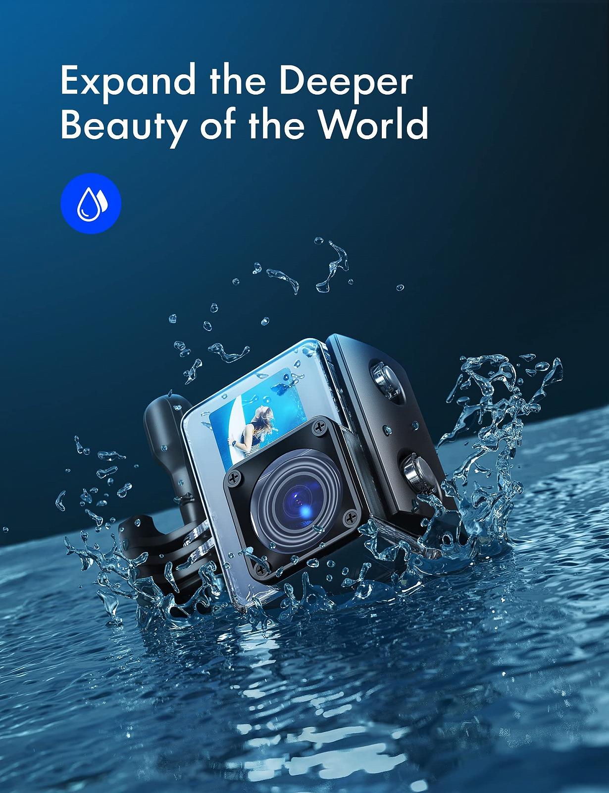 Екшн-камера WOLFANG GA200 4K 24MP, підводна, WiFi, 40м, водонепроникна (Зарядний пристрій, пульт дистанційного керування, 2 батареї та аксесуари), фото №3