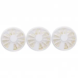 Веер FRCOLOR 3 шт. Металлические заклепки для дизайна ногтей. Универсальные аксессуары для ногтей для женщин и девушек. Креативный маникюр и украшение - Фото 1