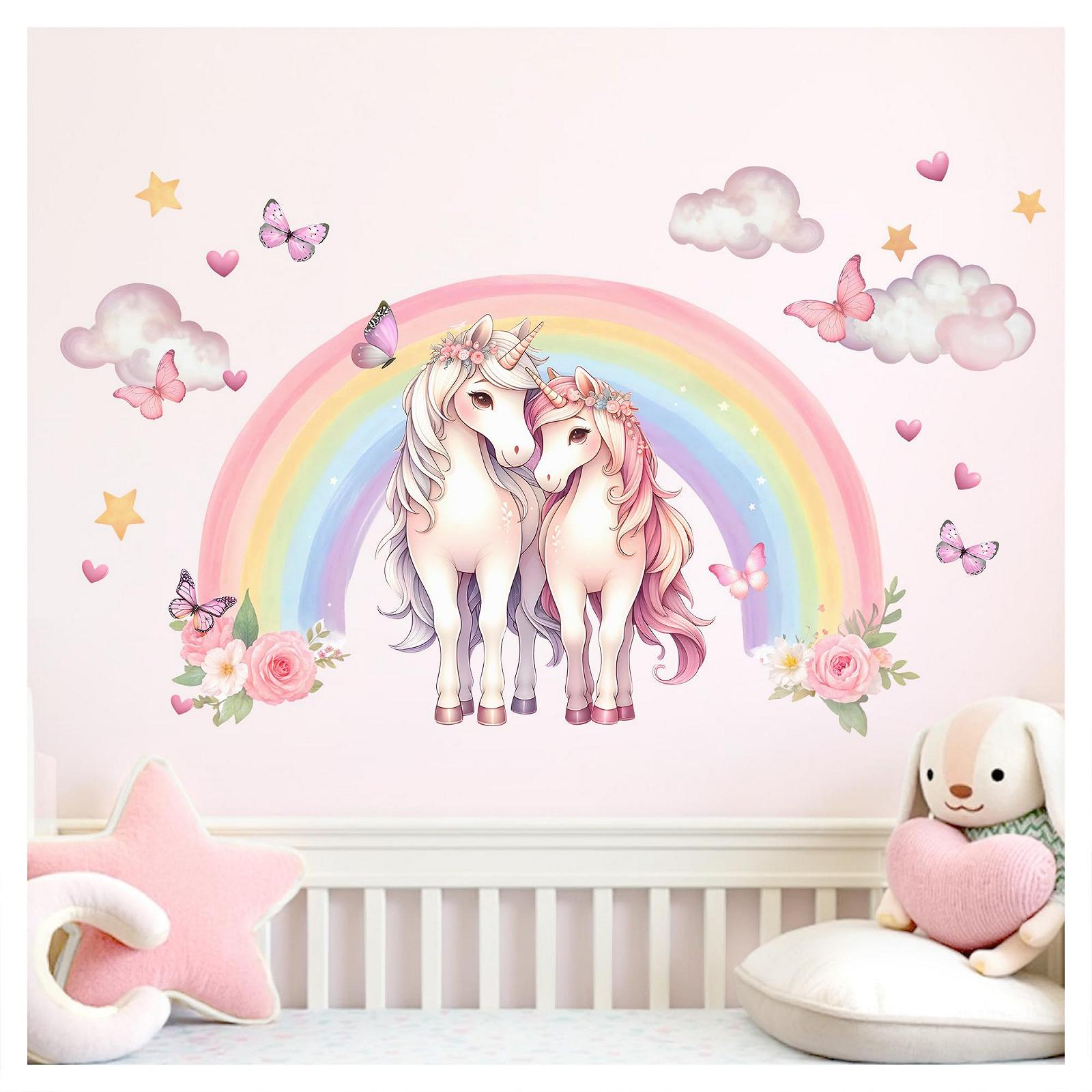 Наклейка на стену Little Deco Sammelauktion DL5137 Design 3 Единороги с радугой без имени, фото №1