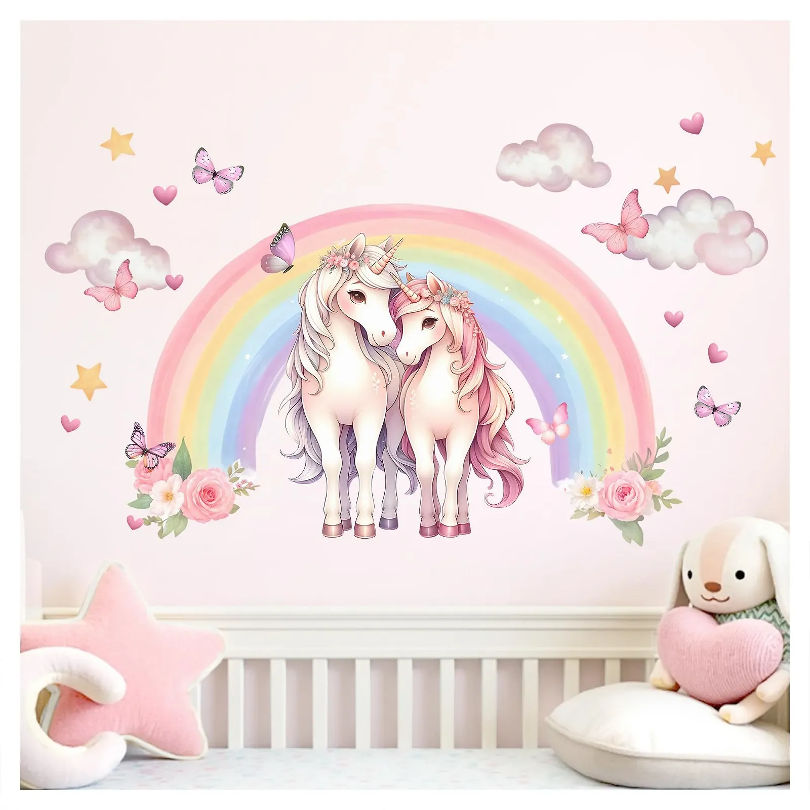 Наклейка на стену Little Deco Sammelauktion DL5137 Design 3 Единороги с радугой без имени, фото №1