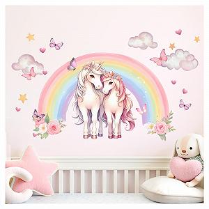 Наклейка на стену Little Deco Sammelauktion DL5137 Design 3 Единороги с радугой без имени - Фото 1