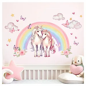 Наклейка на стіну Little Deco Sammelauktion DL5137 Design 3 Єдинороги з веселкою без імені - Фото 1