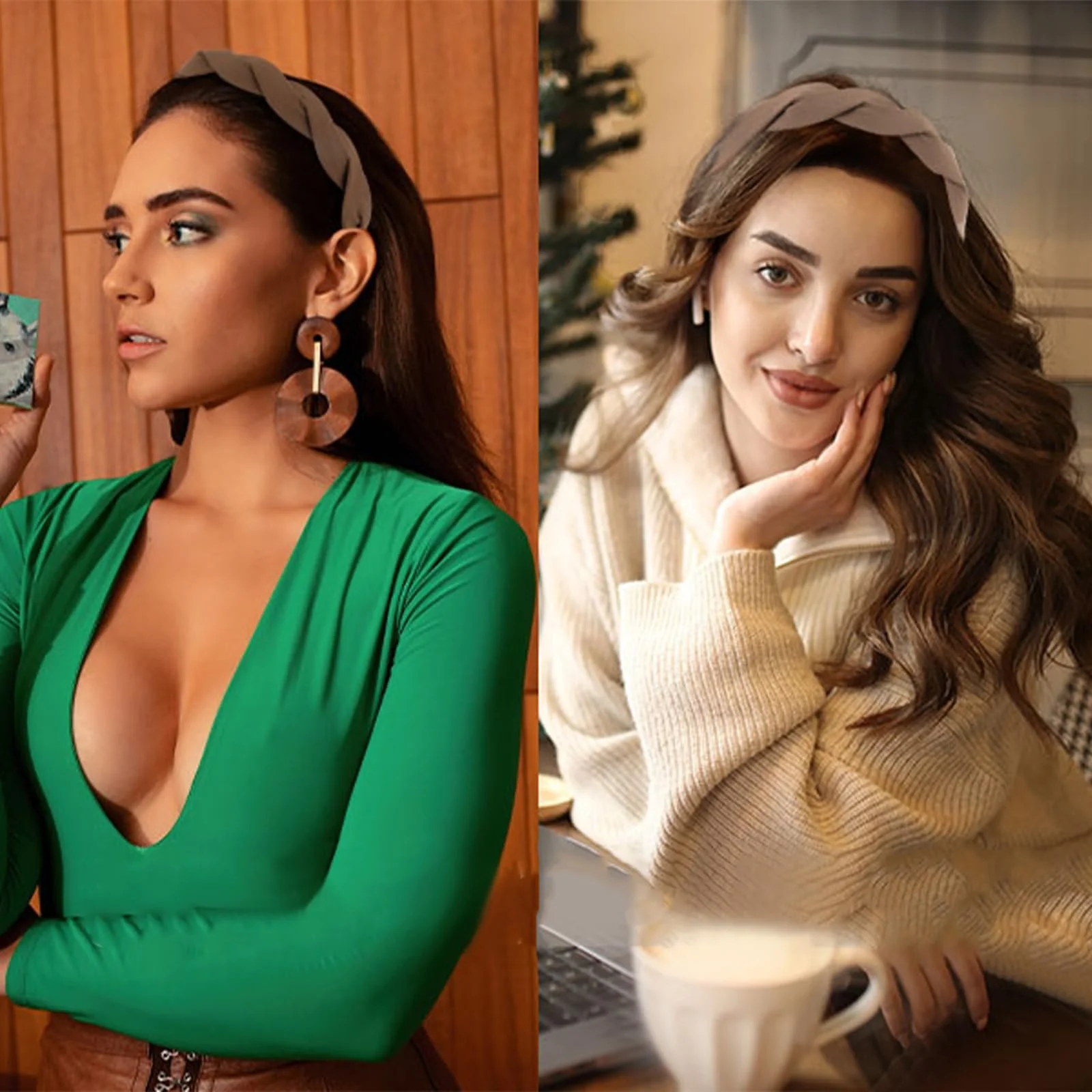 Обруч на голову Модна однотонна широка плетена з зубцями, фото №5 Обруч на голову Модна однотонна широка плетена з зубцями, фото №5