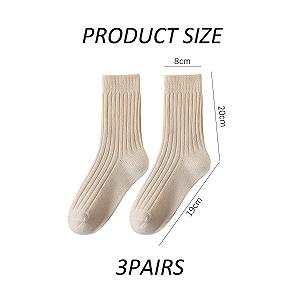 3 пары теплых носков до икры, однотонные носки, повседневные носки для женщин, вязаные круглые носки из хлопка, влагопоглощающие и дышащие спортивные носки, молочно-белые synthetic.ua - Фото 1
