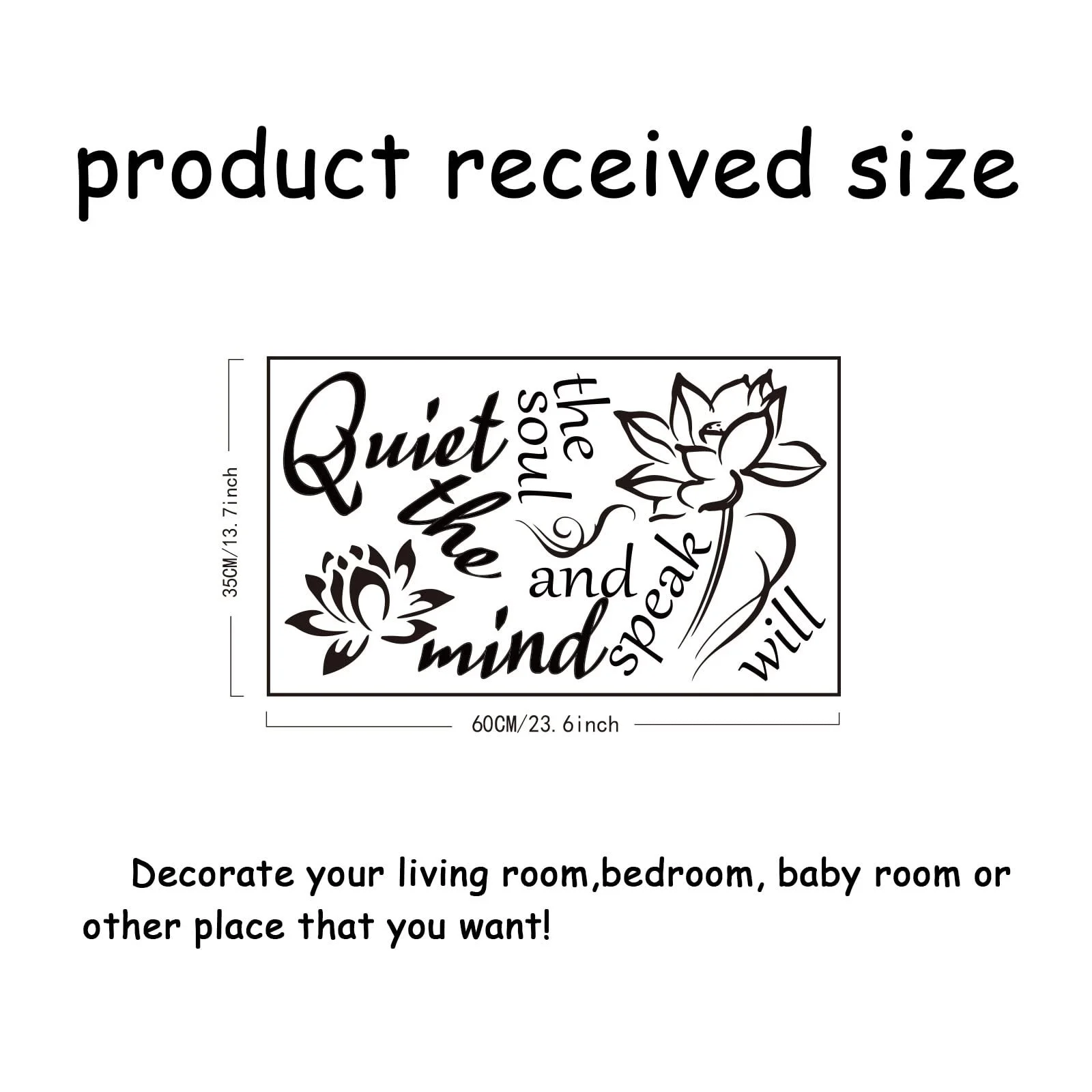 Наклейка на стіну SUPERDANT Yoga Quiet The Mind and The Soul Will Speak Лотос Вінілова, фото №2