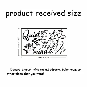 Наклейка на стіну SUPERDANT Yoga Quiet The Mind and The Soul Will Speak Лотос Вінілова synthetic.ua - Фото 1