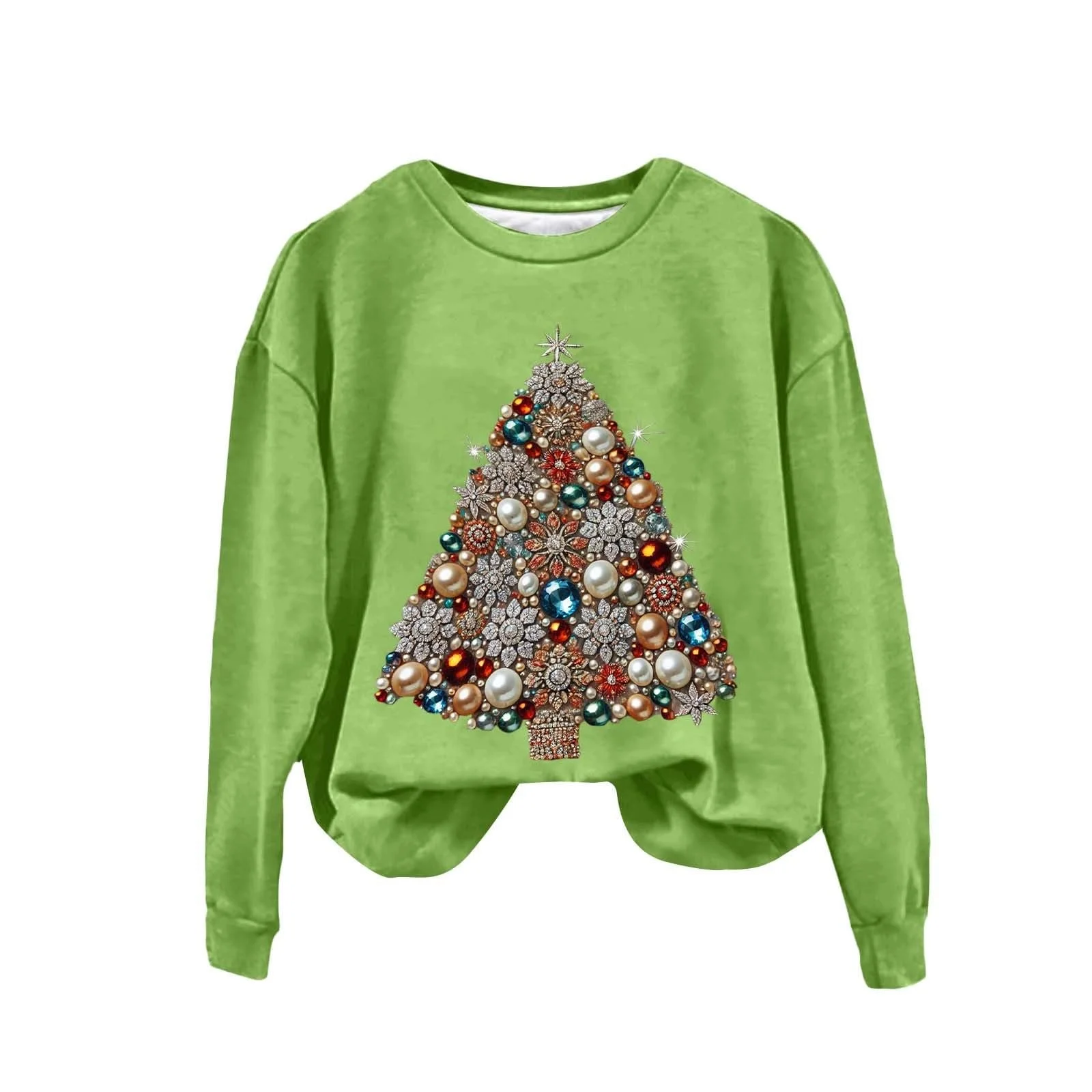 Женский Свитшот Рождественский Свитшот для Женщин Милый Смешной Санта Графический Свитер Свободные Повседневные Топы Круглый Вырез Праздничные Рубашки, фото №2