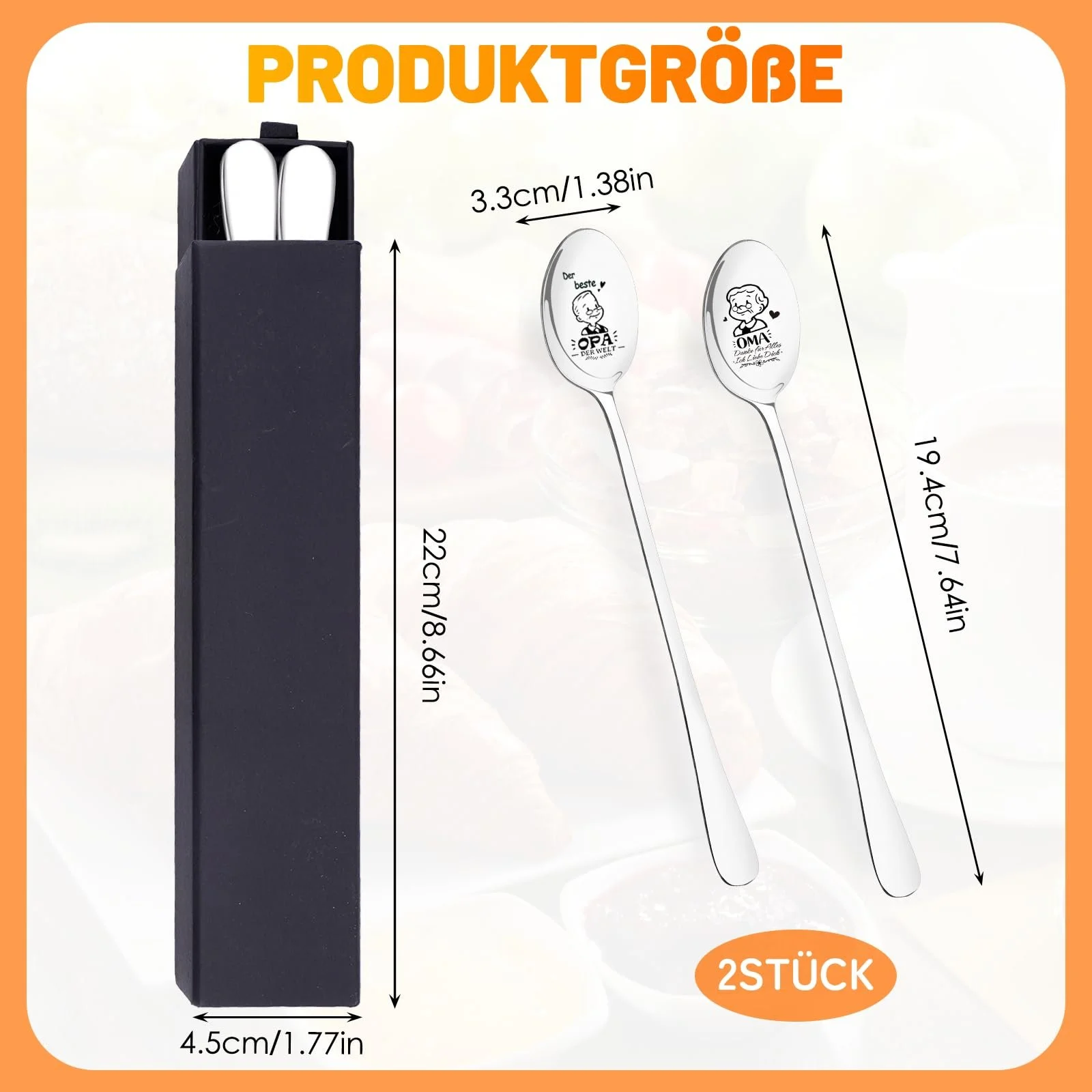 Ложка з гравіюванням для бабусі та дідуся, набір 2 шт, нержавіюча сталь, фото №2