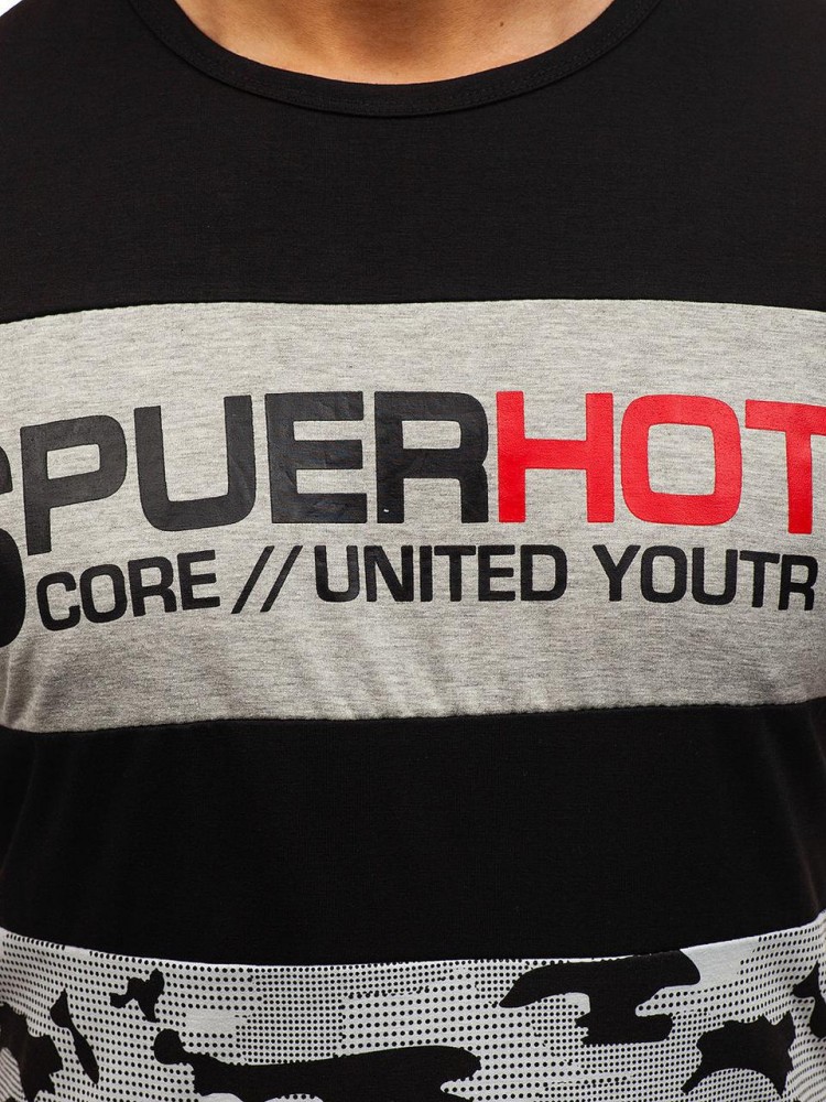 Футболка мужская удлиненная Черная, фото №3