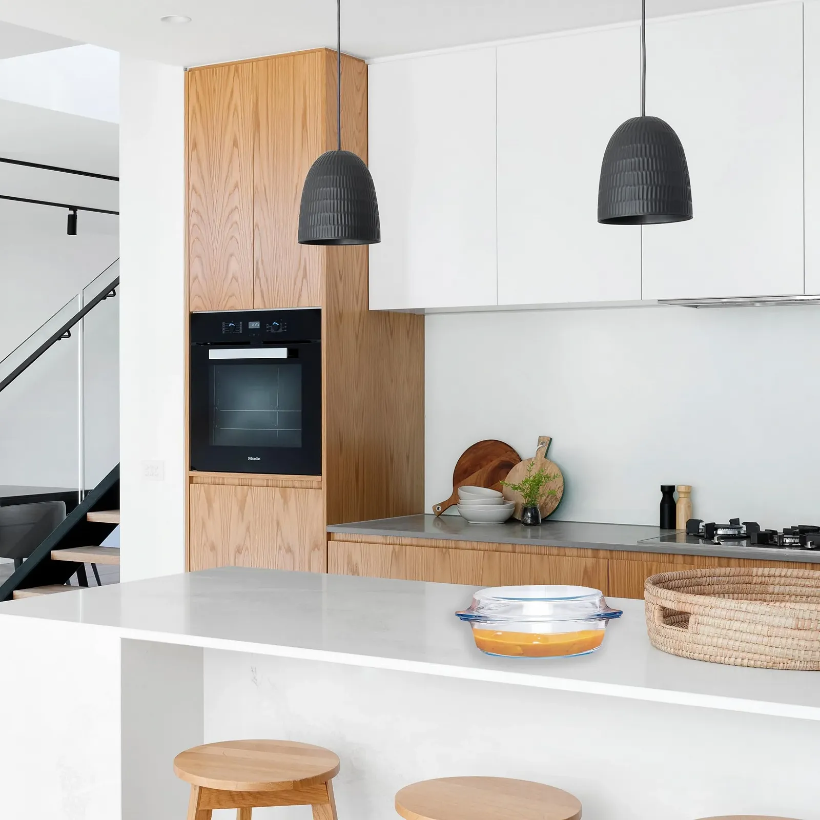 Форма для запекания Retoo круглая стеклянная 1.5 л 20.5 x 22.5 x 9.5 см прозрачная, фото №3