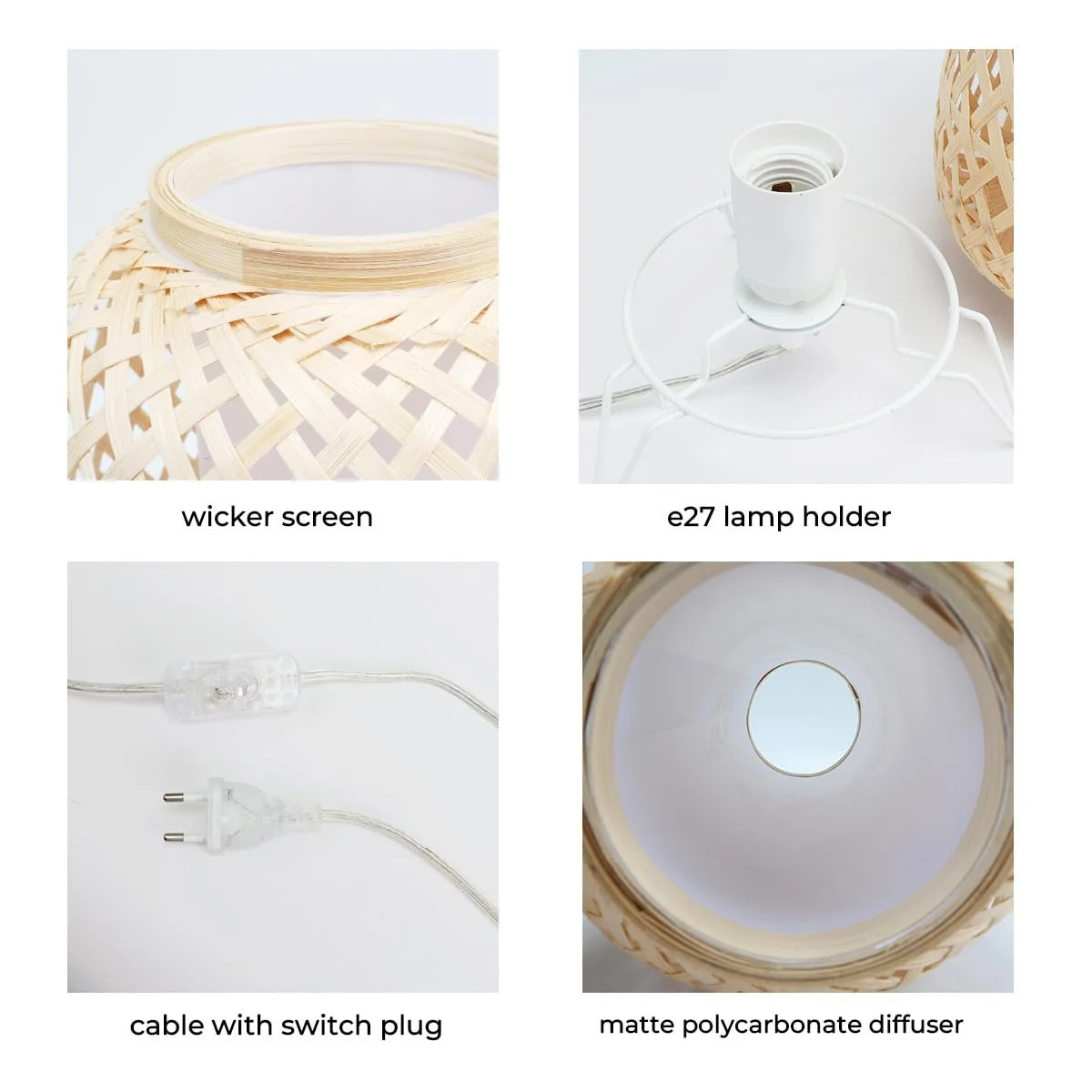 Настільна лампа Alpinaluz Rattan Nordic Vintage Style E27, фото №5