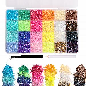 Стрази для нігтів круглі 3 мм, 24 кольори, набір 24000 штук - Фото 1
