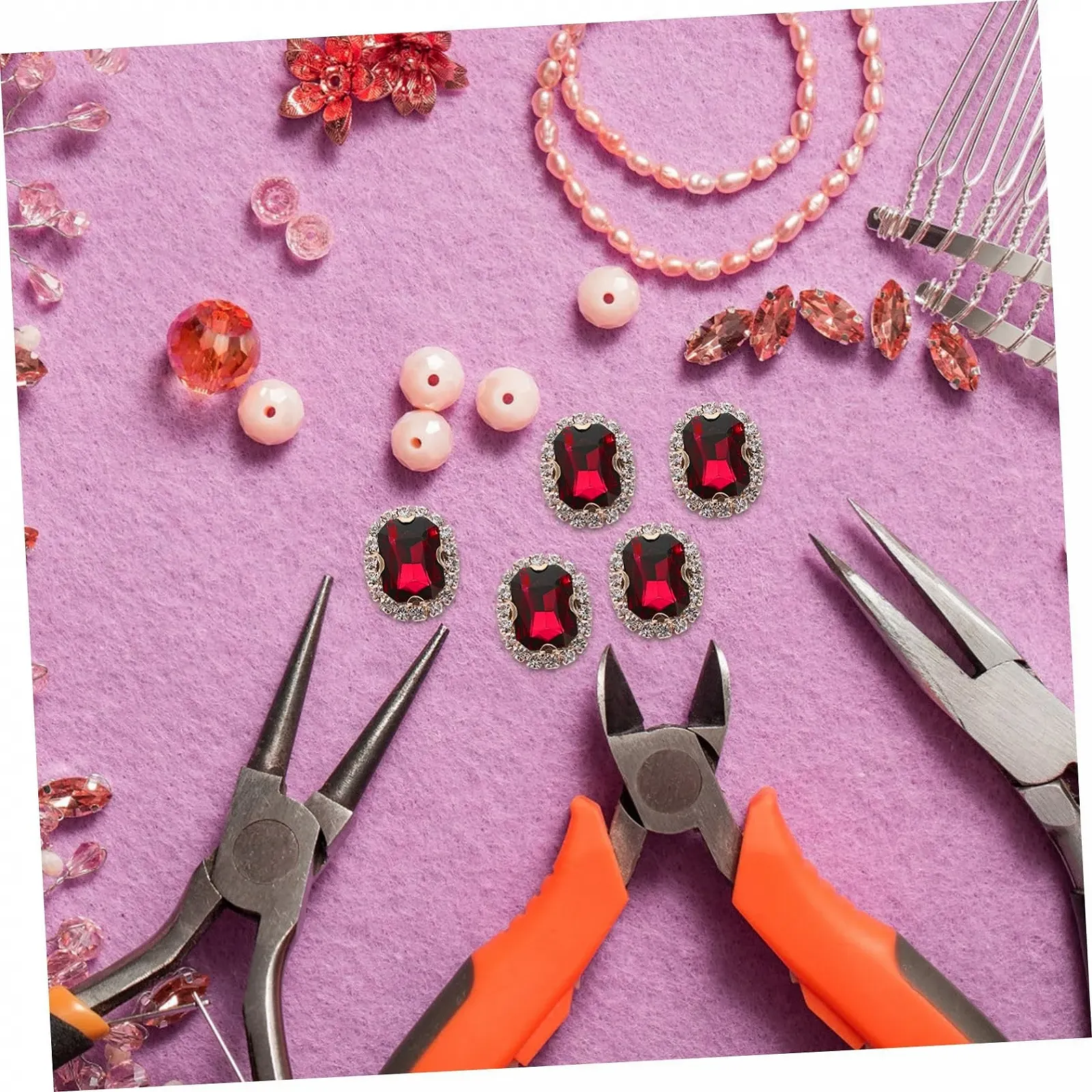 Стрази для одягу STOBOK 20 шт., червоне скло, фото №3