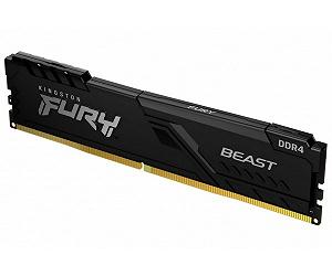 Пам'ять 16Gb DDR4 3200 MHz Kingston Fury Beast Black 16-18-18, 1.35V, з радіатором (KF432C16BB1/16) - Фото 1