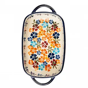 Керамічна форма для запікання VICASKY з двома ручками жароміцна для духовки та мікрохвильової печі - Фото 1