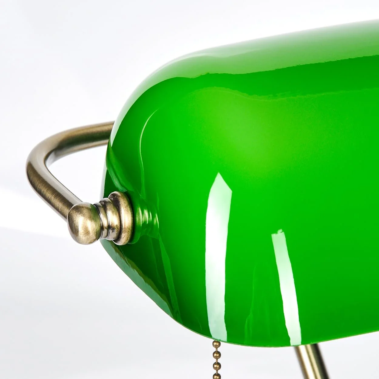 Настільна лампа HOFSTEIN Havsta Traditional Banker Retro Метал Скло Висота 36 см 1 x E27 Antique Brass/Green/White, фото №5