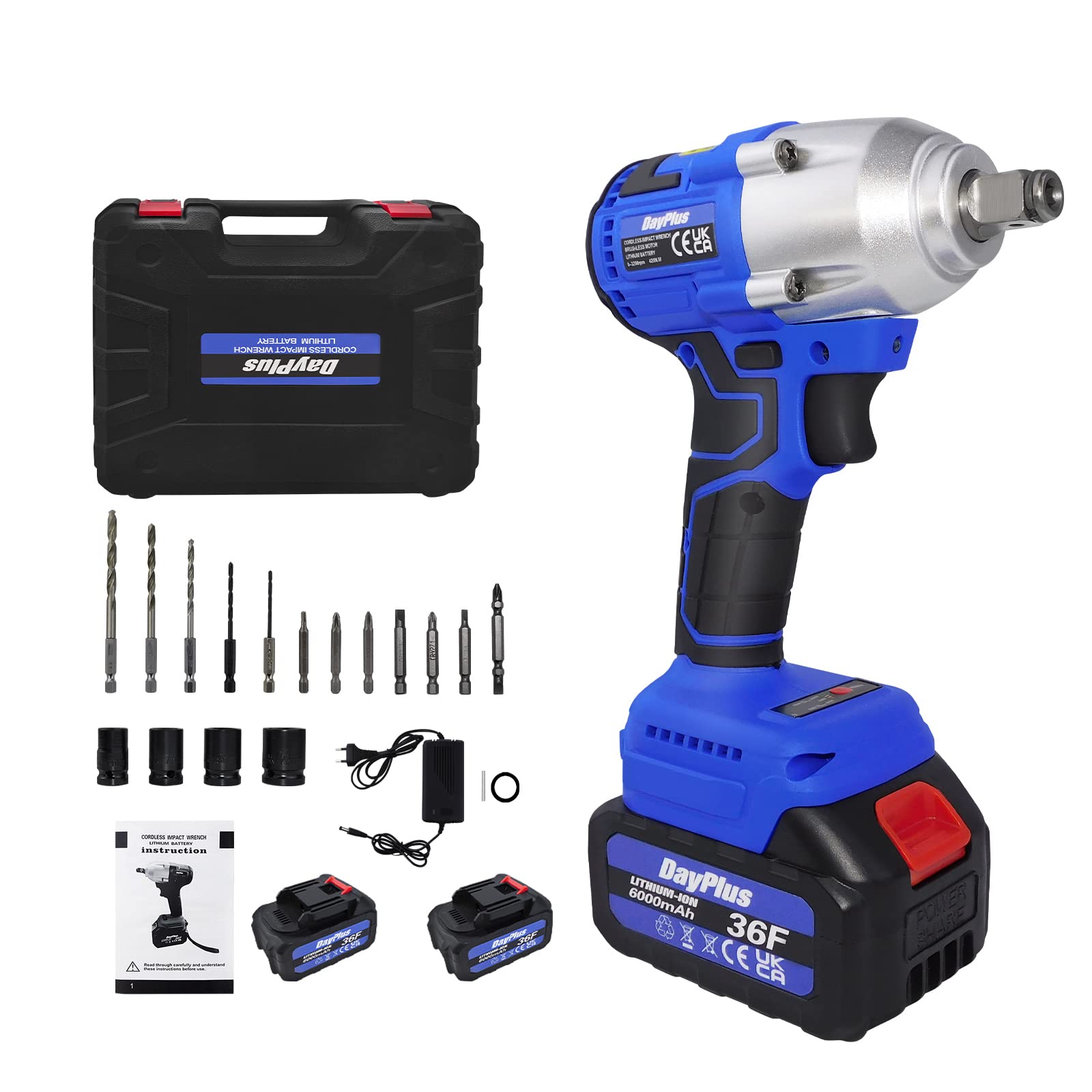 Шуруповерт 21 V 420 Нм Li-ion 6 Ah 1/2 дюйма, 3200 об/хв, 2 x 6.0Ah Li-ion акумулятор, 4 насадки та 12 свердел, фото №1