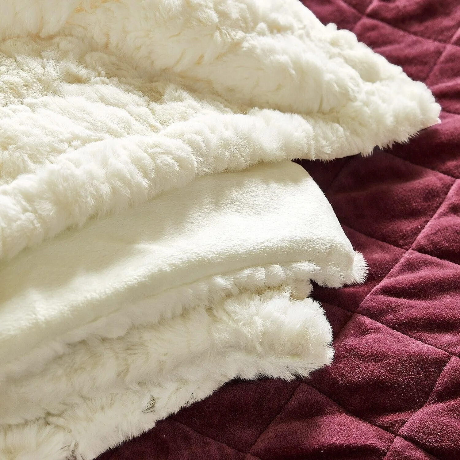 Плед Loberon Dorelice Хутро Білий, фото №4