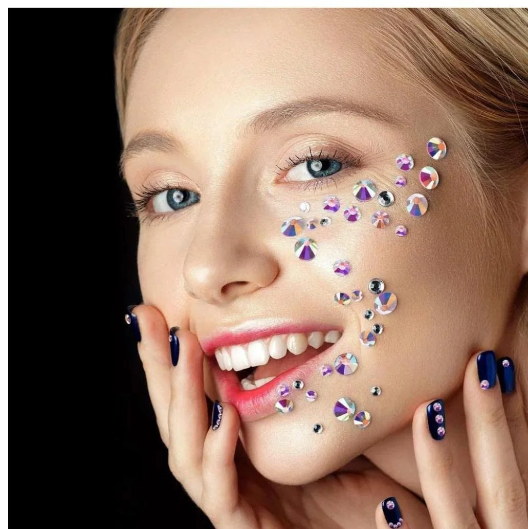 Набір для нігтів Кристали Круглі намистини Плоске скло Підвіска Самоцвіт (6 розмірів, райдужний колір), фото №8