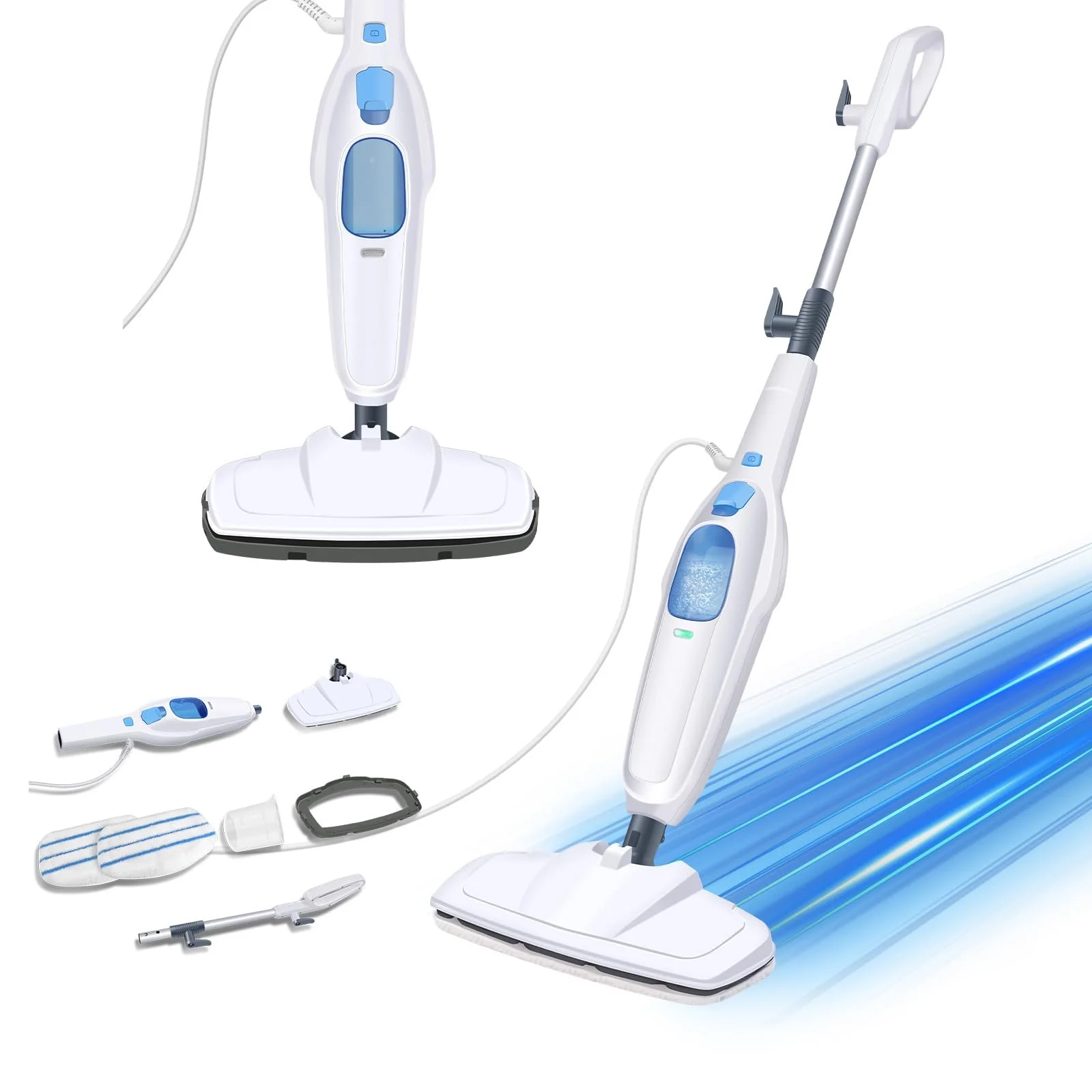 Паровая швабра Shark для пола 400 мл 100°C 2 накладки Белый/Синий, фото №1 Паровая швабра Shark для пола 400 мл 100°C 2 накладки Белый/Синий, фото №1