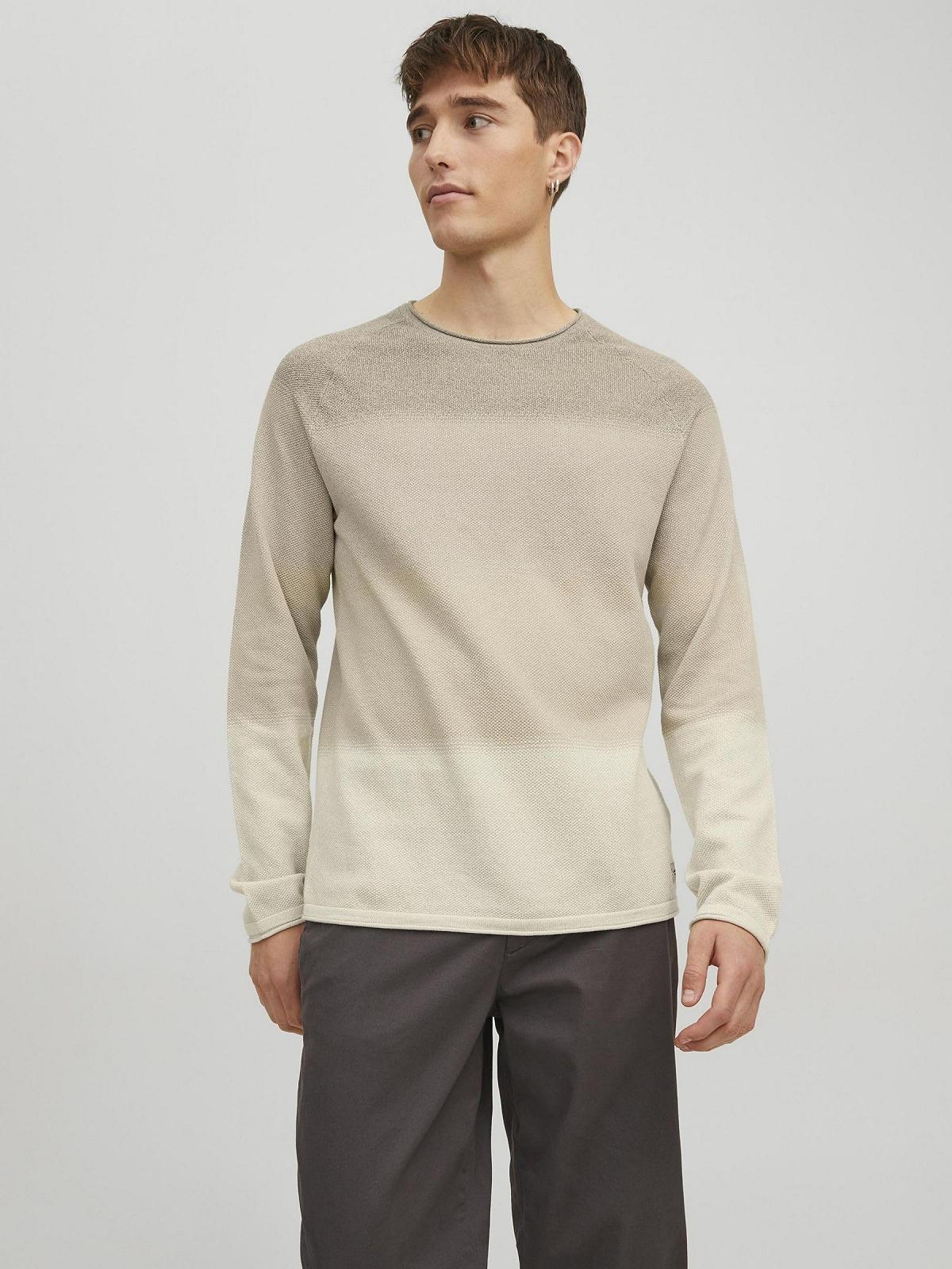 Вязаний пуловер JACK & JONES JJEHILL чоловічий, з круглим вирізом, базова бавовняна сорочка з довгим рукавом, фото №2
