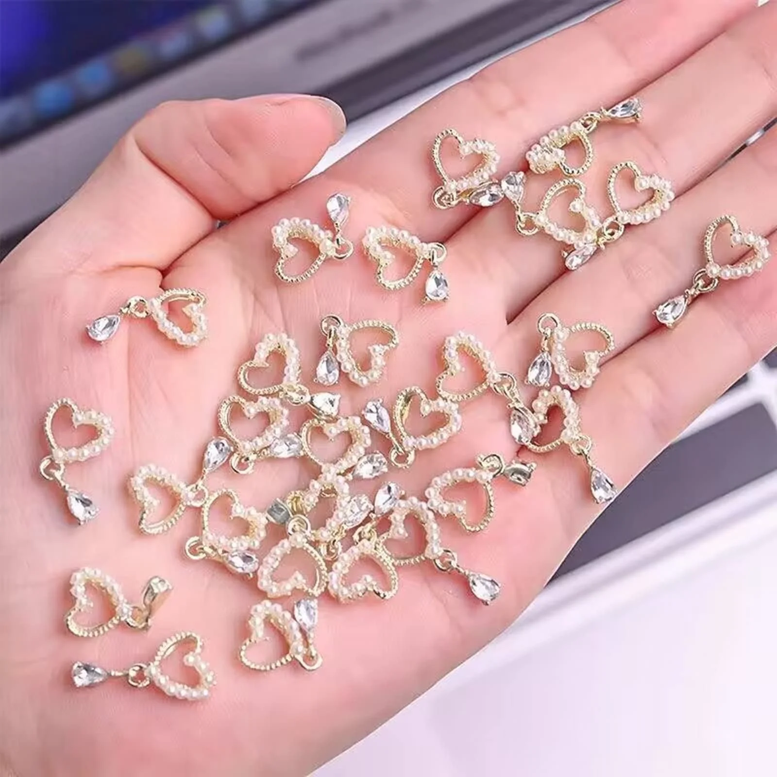 Прикраса для нігтів Серце Золотий,, фото №1