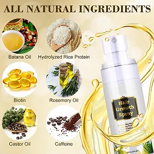 Масло-спрей Натуральное для ускорения роста волос с маслом батана, маслом розмарина, касторовым маслом, рисовой водой, биотином и кофеином для мужчин и женщин, 60 мл synthetic.ua - Фото 1