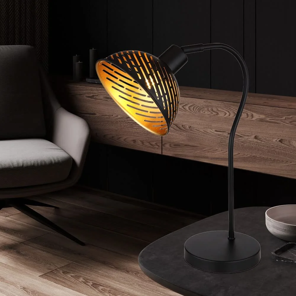 Настільна лампа etc-shop E27 30x18.5x45 см Чорний Золотий, фото №5