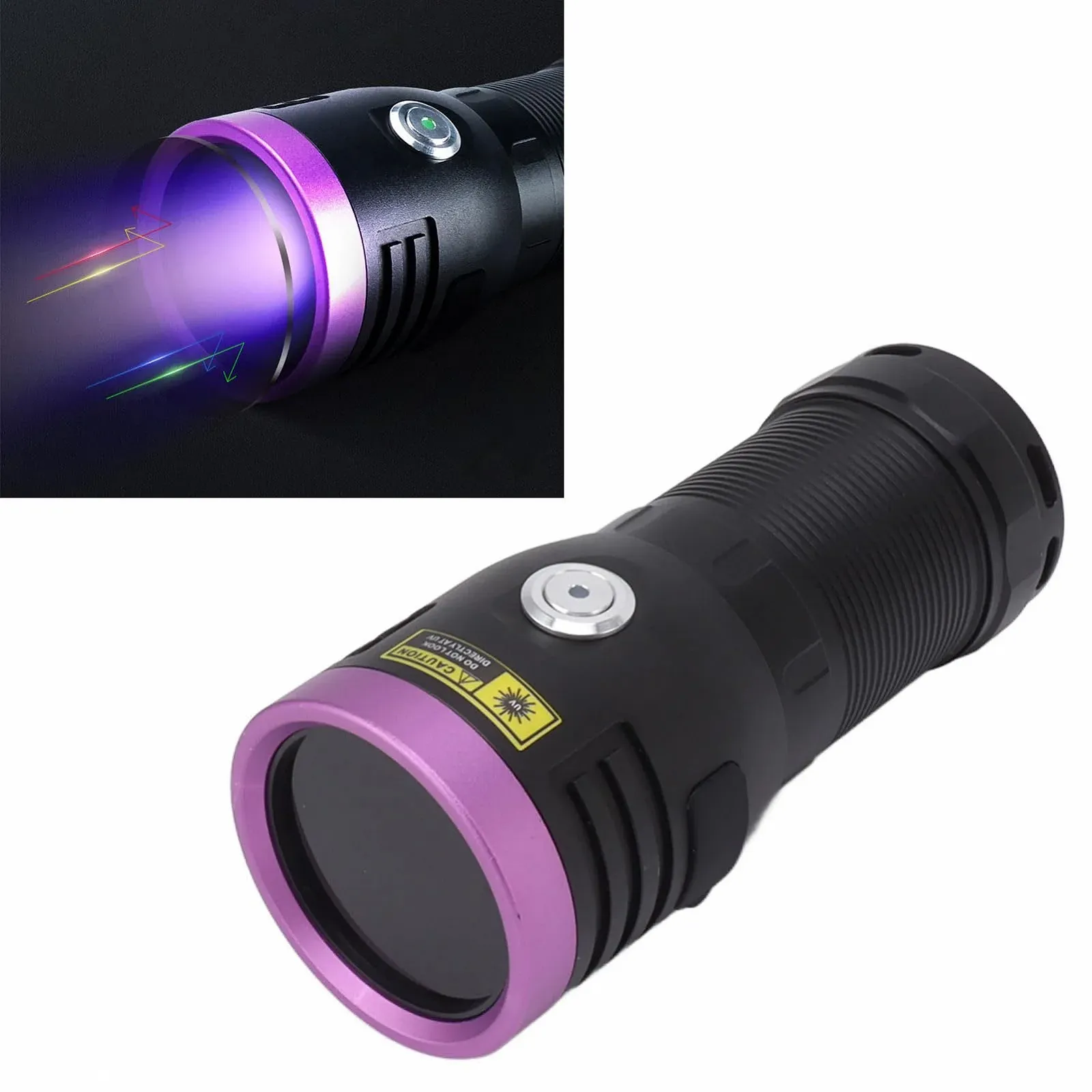 Ліхтарик TOPINCN 365 nm, USB Type C акумуляторний, портативний 60 Вт LED Black Light, міні ручний для виявлення сечі домашніх тварин, затвердіння смоли, скорпіонів, фото №6