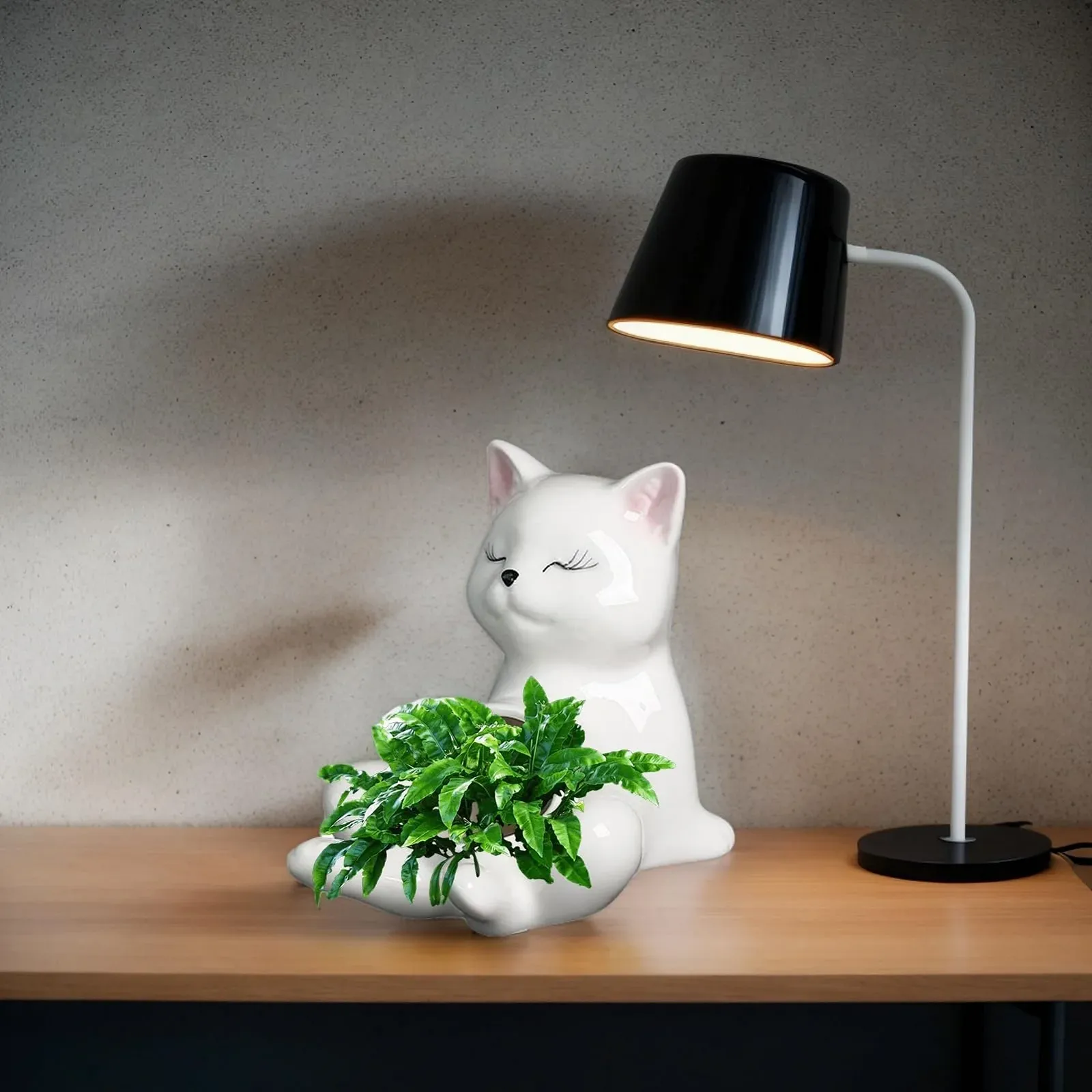 Квіткові горщики маленькі у формі кота керамічні, фото №7