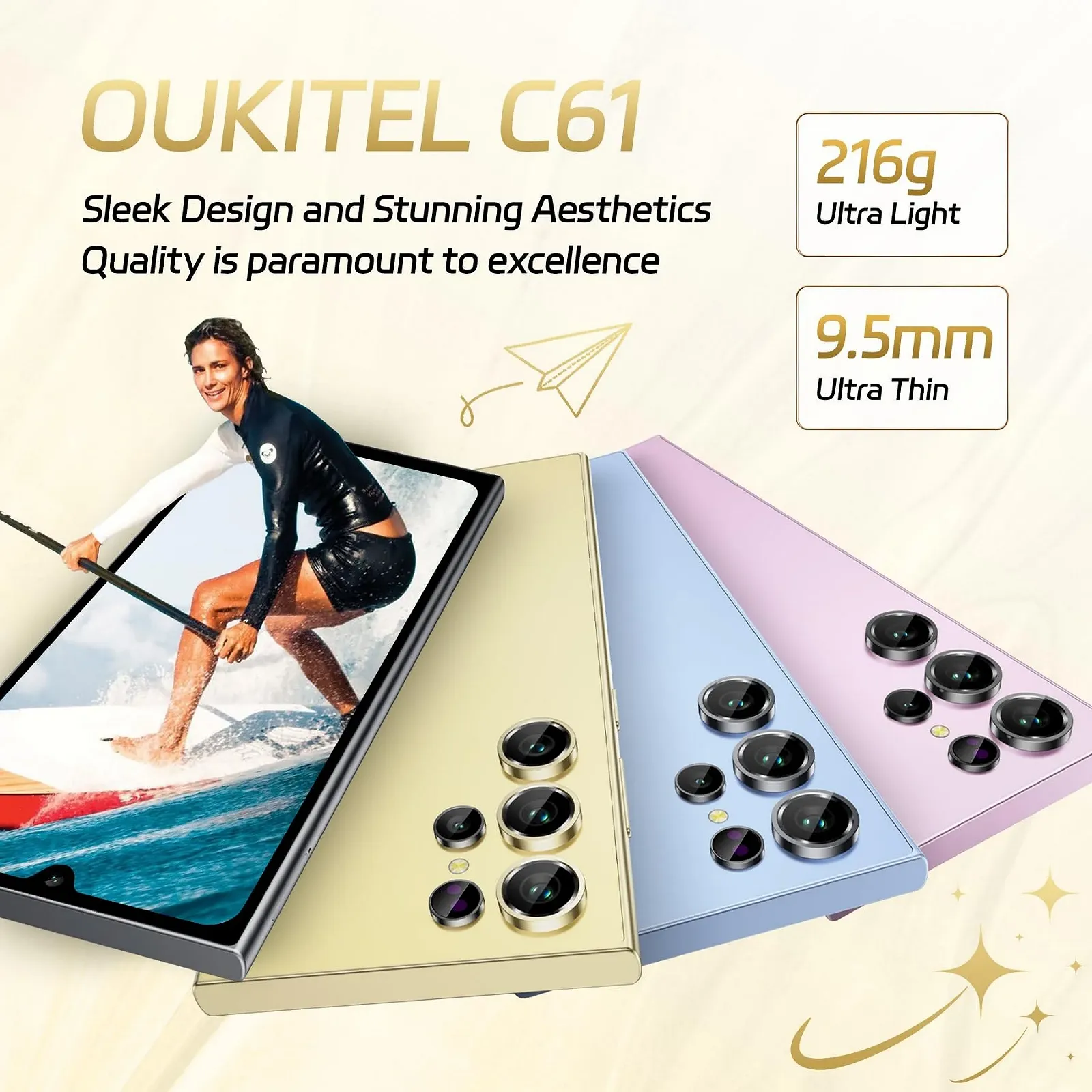 Смартфон OUKITEL C61 Android 15, 16 ГБ + 128 ГБ / 1 ТБ, 6.88 дюймов 90 Гц экран, 5150 мАч, 13 МП + 5 МП, 4G Dual SIM, фото №7