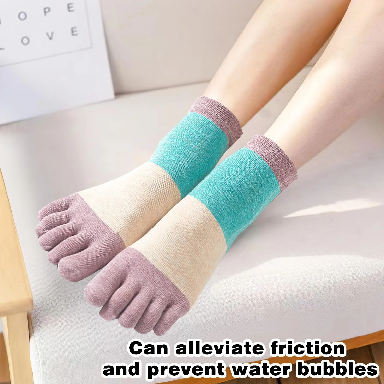 Шкарпетки з пальцями жіночі бавовняні, спортивні (4 пари), фото №5